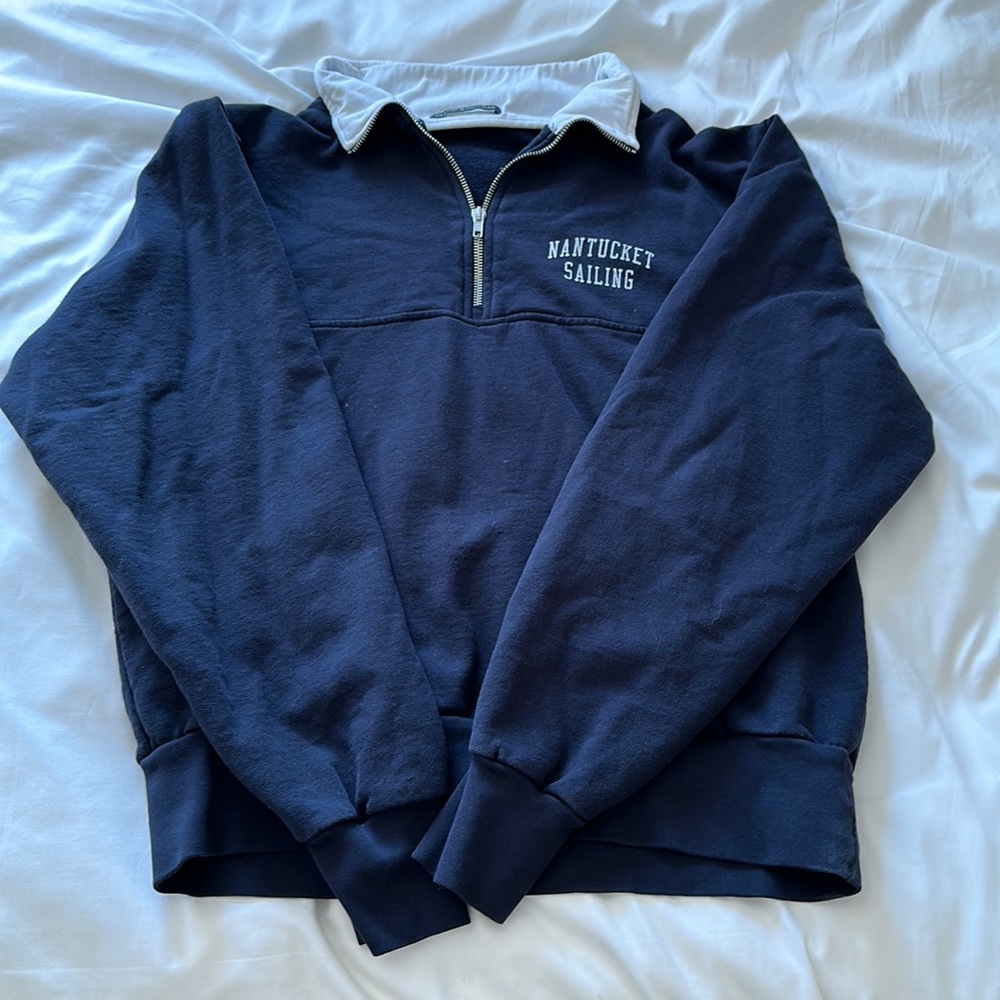 Brandy Melville Size Small (“One Size”) Half Zip Up Sweater Blue